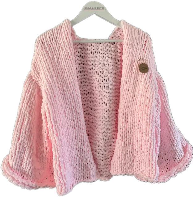 Baby Pink Ladies Chunky Chenille Cardigan