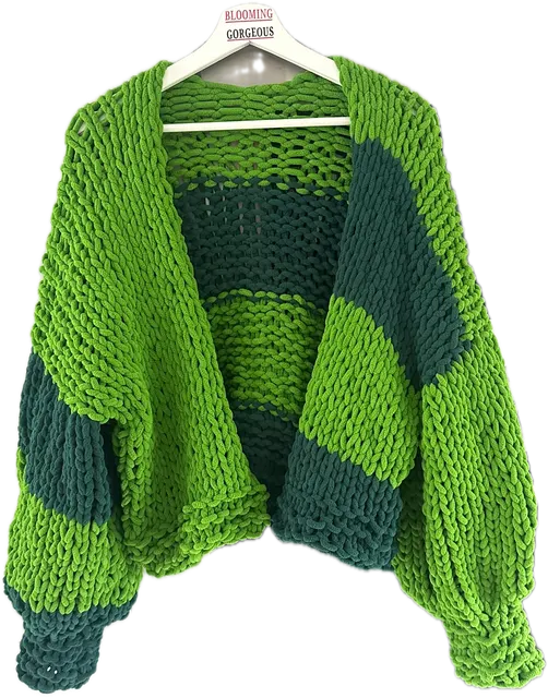 Two Greens Ladies Chunky Chenille Cardigan